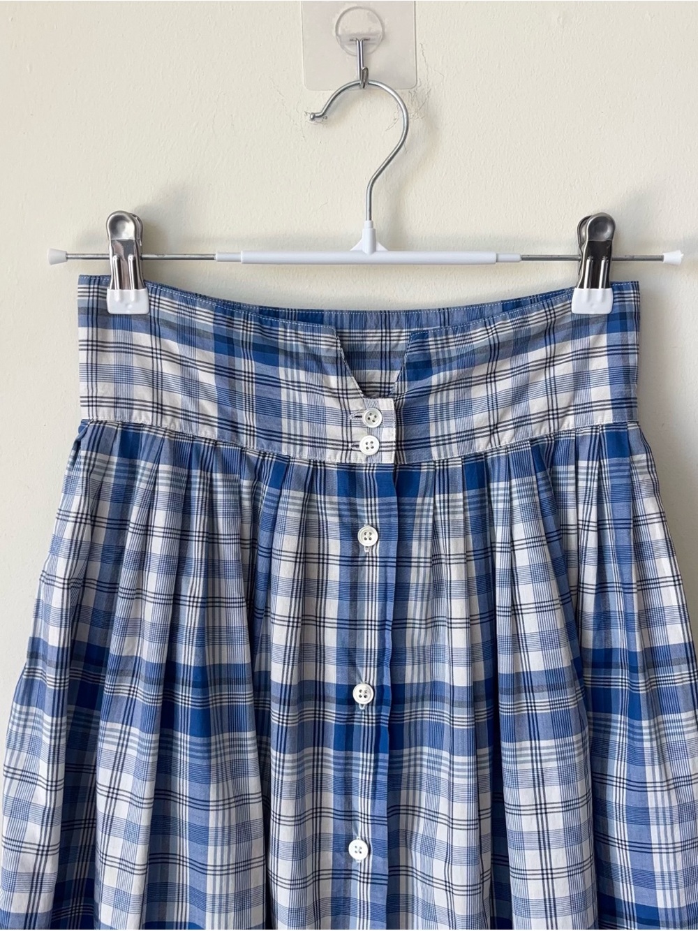 Vintage 80s Ralph Lauren Plaid Skirt Size 6 Button Front Cotton Blue Label - Picture 4 of 10
